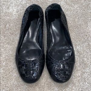 Tory Burch patent leather Reva croc flats